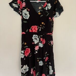 Old Navy Black Floral Long Sleeve Dress